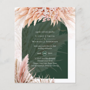 BUDGET Coral Pampas Grass Grönt Bröllop Flygblad