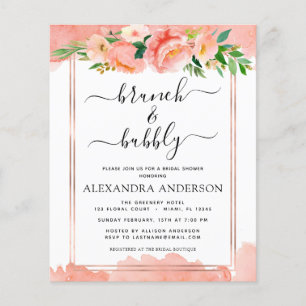 Budget Coral Peach Brunch & Bubly Möhippa Flygblad