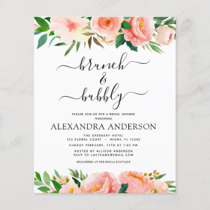 Budget Coral Peach Brunch & Bubly Möhippa Flygblad