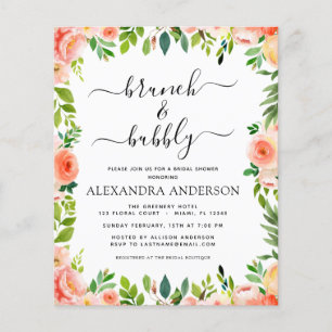 Budget Coral Peach Brunch & Bubly Möhippa Flygblad
