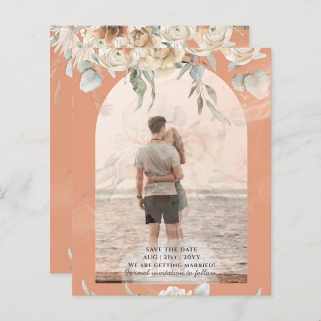 BUDGET Coral Terrakotta Pampasgräs Bröllop (Fram/baksida)