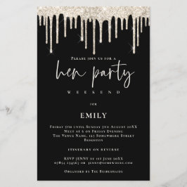 Budget Cream Glitter Drift Hen Helg Black Inbjudan