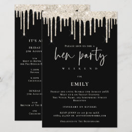 Budget Cream Glitter Drift Hen Helg Black Inbjudan