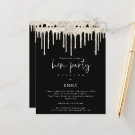 Budget Cream Glitter Drift Hen Helg Black Inbjudan