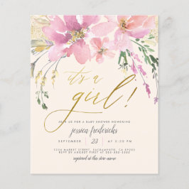 Budget Cream  & Guld Girl Blommigt Baby Shower
