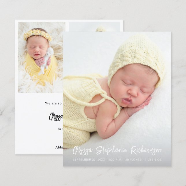 Budget Cute 4 Multi Photo Verti Baby-meddelande (Fram/baksida)
