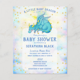 BUDGET Cute Blue Dragon Baby Shower-inbjudan