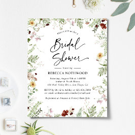 Budget Cute Boho Blommigt Inbjudningskort för möhi