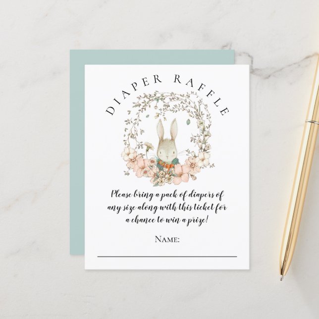 Budget Cute Bunny Diaper Raffle Boy Shower (Fram/Back In Situ)