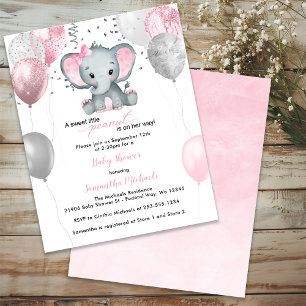 BUDGET Cute Elephant Girl Ballons Baby Shower