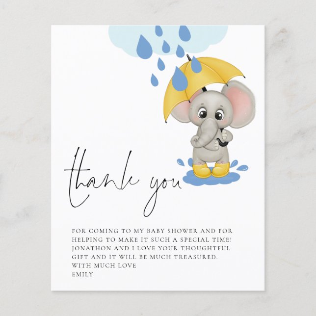 BUDGET Cute Elephant Rain Baby Shower Tack (Framsida)