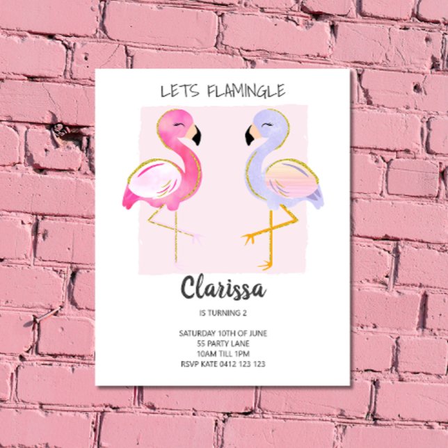 BUDGET Cute Flamingo Rosa Girly-inbjudan (Skapare uppladdad)