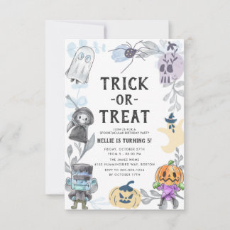 Budget Cute Ghost Monster Halloween-Födelsedagsfes Inbjudningar