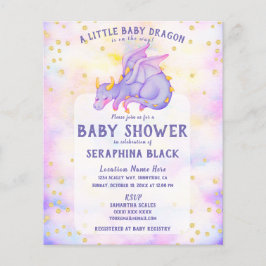 BUDGET Cute Lila Dragon Baby Shower-inbjudan