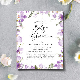 Budget Cute Lilac Neutralt Baby Shower-inbjudan