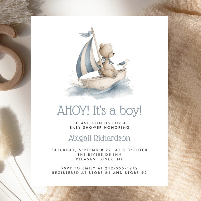 Budget Cute Nautical Teddy Bear Boy Baby Shower (Skapare uppladdad)