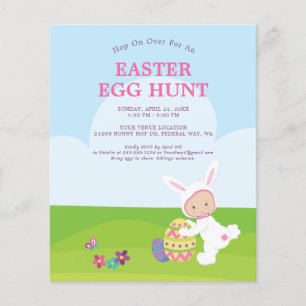 Budget Cute Påskhare Egg Hunt Party-inbjudan