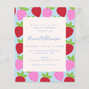 Budget Cute Rosa Blue Strawberry Fruit Baby Shower