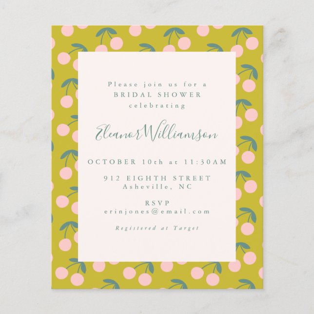 Budget Cute Rosa Grönt Cherry Fruit Möhippa (Framsida)