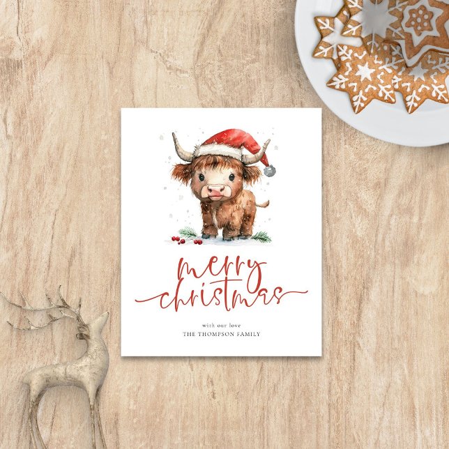 Budget Cute Santa Hat Highland Cow God jul (Skapare uppladdad)