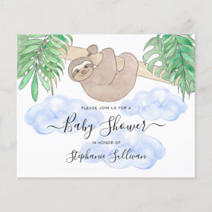 Budget Cute Sloth Boy's Baby Shower-inbjudan