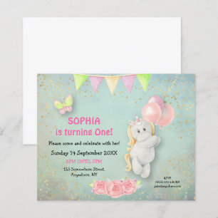 Budget Cute Unicorn Första Birthday-inbjudan