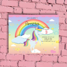 BUDGET Cute Unicorn Rainbow Girls-inbjudan