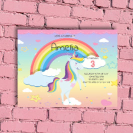 BUDGET Cute Unicorn Rainbow Girls-inbjudan
