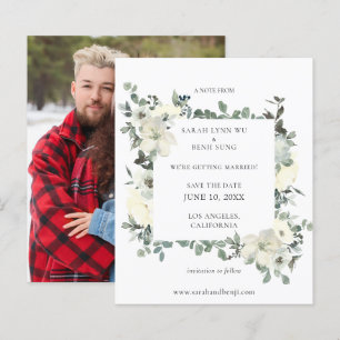 Budget D Blue & White Blommigt Spara datumfoto