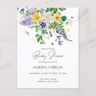 Budget Daffodils och Wildblomma Baby Shower Vykort