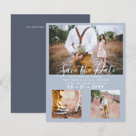 Budget Damblå fotokollage Save the Date