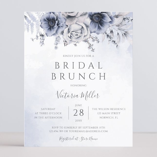 Budget Dammig Blå Marin Blommig Bröllopsbrunch Inb (Skapare uppladdad)