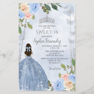 Budget Dammig blå silver Blommig Prinsessa Sweet 1