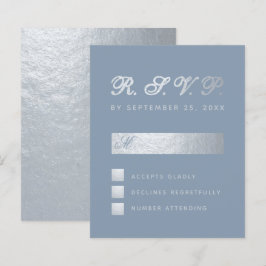 Budget Dammig blå silver kalligrafi bröllop RSVP