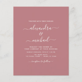 Budget Dammig Rosa Bröllop Modern Typografi Flygblad