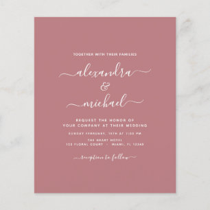 Budget Dammig Rosa Bröllop Modern Typografi Flygblad