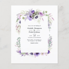 Budget Dammig Violett Bröllop Vattenfärg Blommig Flygblad