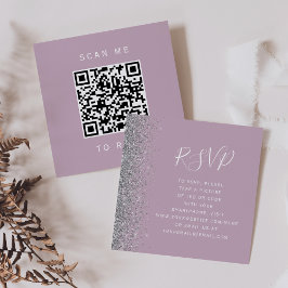 Budget Dammlila Silver Bröllops QR-kod RSVP Tilläggskort