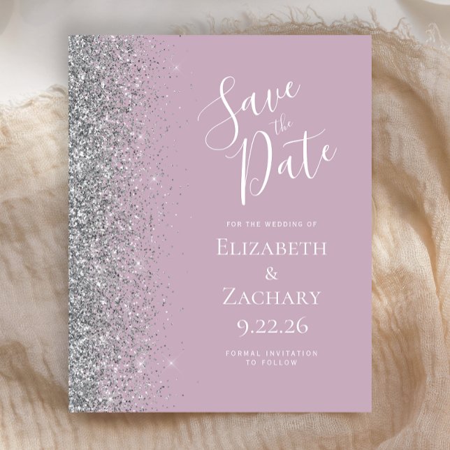 Budget Dammsilkesilverglitter Save the Date (Skapare uppladdad)