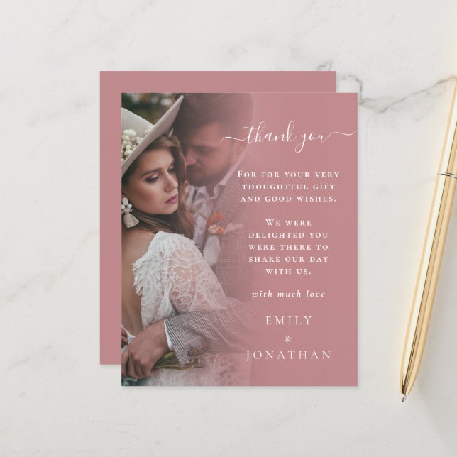 BUDGET Dammtrosa Foto Bröllop Tacksamhet (Fram/Back In Situ)