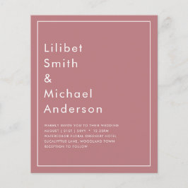 BUDGET Dammtrosa MONOKROM Bröllop Flygblad