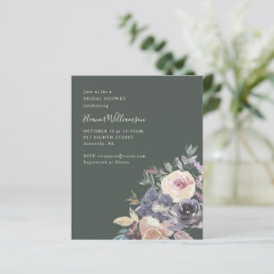 Budget Dark Sage Watercolor Blommig Bröllopsdusch