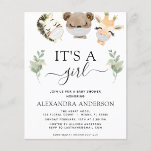 Budget Det är en flicka Baby Shower Woodland Eucal