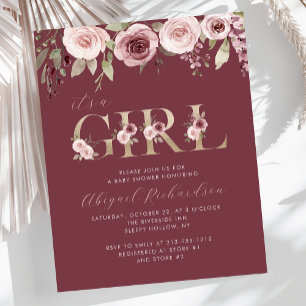 Budget Det är en tjej Burgundy Blush Baby Shower