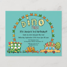 Budget Dino Cars Dinosaur Boys födelsedagsinbjudan