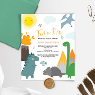 Budget Dinosaur 2 Rex 2:a födelsedagsinbjudan