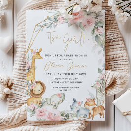 Budget Djur i djungeln Blommig Baby Shower Inbjuda Anteckningskort