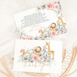 Budget Djur i djungeln Blommig Baby Shower Tackkor Anteckningskort