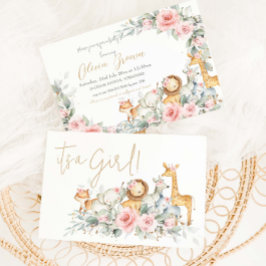 Budget Djur i djungeln Blommig Bebis Baby Shower I Anteckningskort