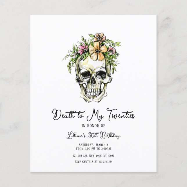 Budget Död åt mina 20-års firande blomster skull i (Framsida)